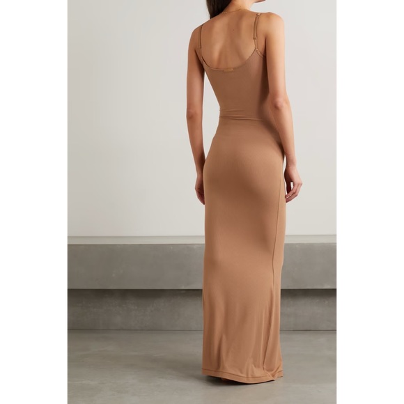 SKIMS Soft Lounge Slip Dress in Color Camel - Picture 2 of 5